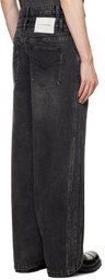 Feng Chen Wang Black Seaming Double Waist Jeans