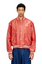 Diesel Leather bomber jacket with Diesel logo - Leather jackets - Unisex - Red