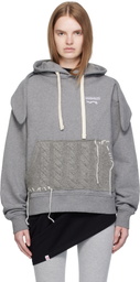 Charles Jeffrey LOVERBOY Gray Patch Rabbit Ears Hoodie