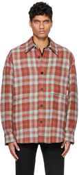 Solid Homme Red & Blue Wool Flannel Over Shirt