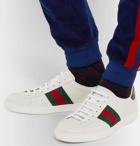 Gucci - Ace Crocodile-Trimmed Leather Sneakers - Men - White