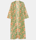 Juliet Dunn Floral cotton lamé kimono