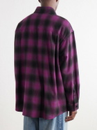 Balenciaga - Logo-Debossed Checked Wool-Blend Flannel Overshirt - Purple