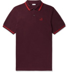 LOEWE - Slim-Fit Contrast-Tipped Logo-Embroidered Cotton-Piqué Polo Shirt - Burgundy
