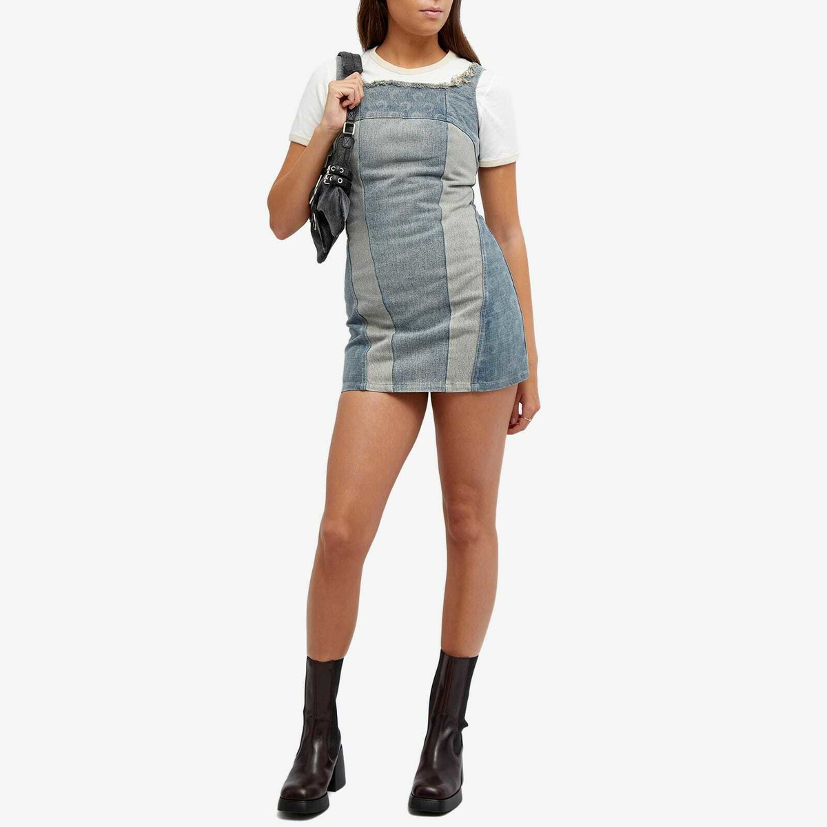 ワンピース MARINE SERRE Regenerated Denim Mini Dress Marine Serre Regenerated Mini Dress in Light Denim | FWRD