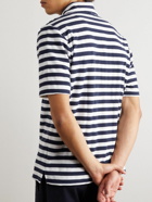 DOPPIAA - Striped Terry Polo Shirt - Blue