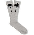 Palm Angels - Intarsia Mélange Stretch Cotton-Blend Socks - Gray