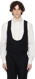 Valentino Black Wool Grain de Poudre Slim Fit Vest