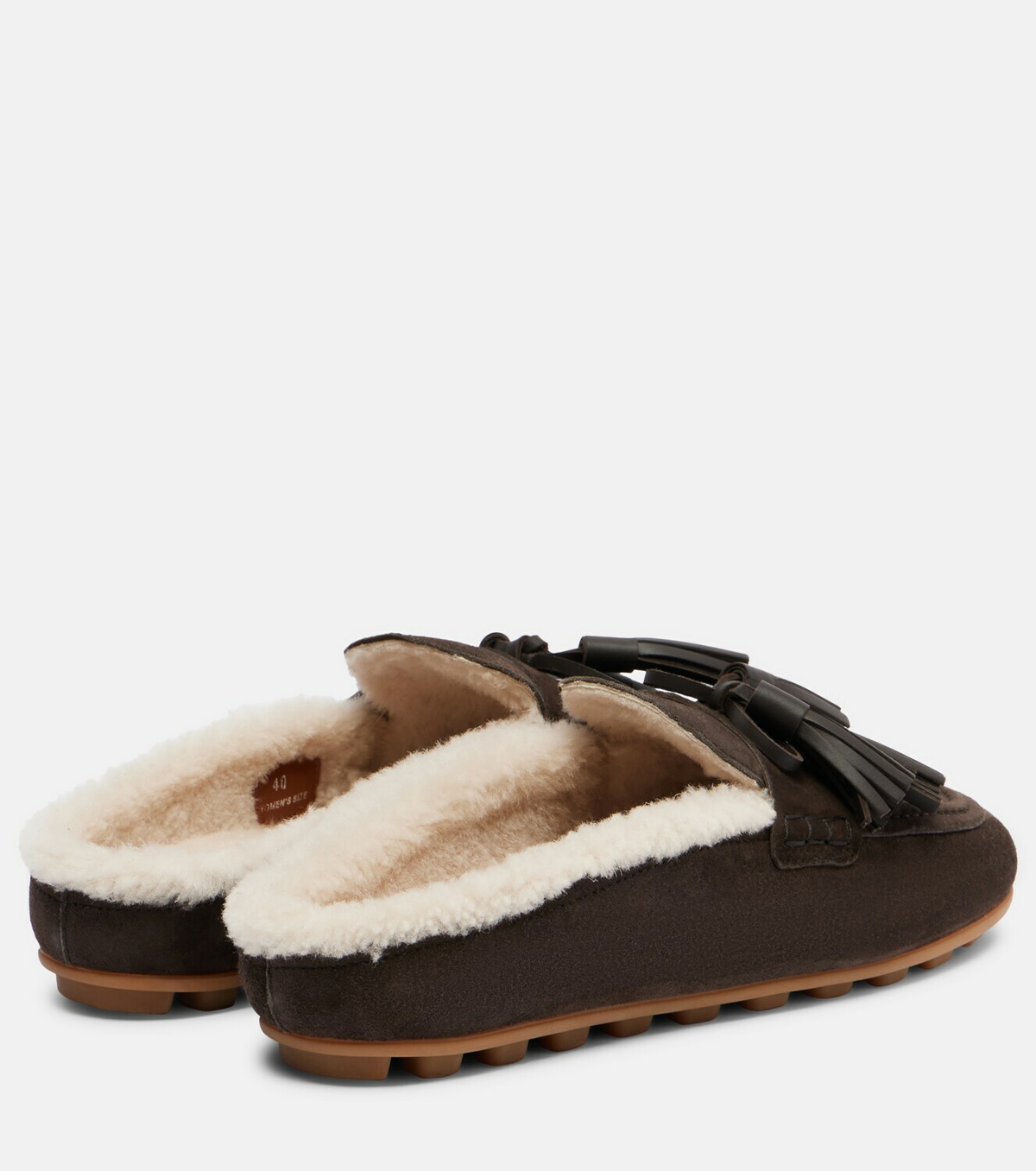Hogan H693 shearling-lined suede slippers