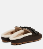 Hogan H693 shearling-lined suede slippers