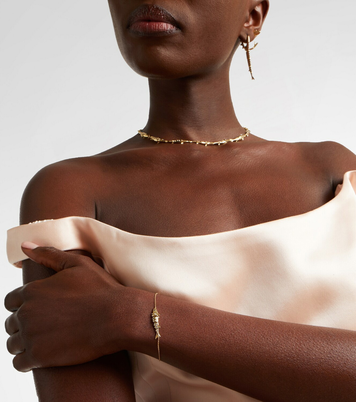 Yvonne Léon Marlin 9kt gold chain bracelet with diamonds
