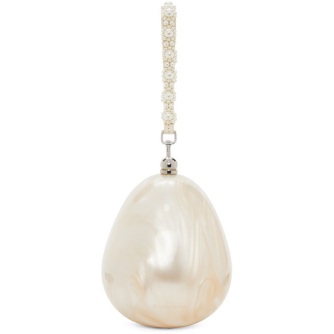 Simone Rocha Off-White Mini Handheld Pearl and Perspex Egg Bag
