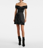 McQueen Off-shoulder satin minidress