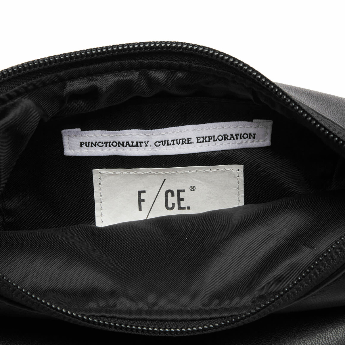 F/CE. Women's Tech Leather Cross Body Pochette Bag in Black 