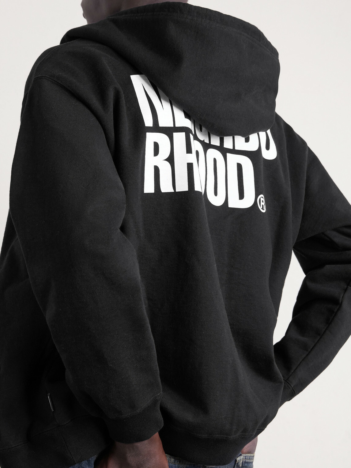 Neighborhood - Logo-Print Cotton-Jersey Hoodie - Black