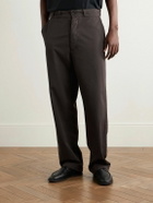 The Row - Ottis Straight-Leg Cotton and Cashmere-Blend Twill Trousers - Brown