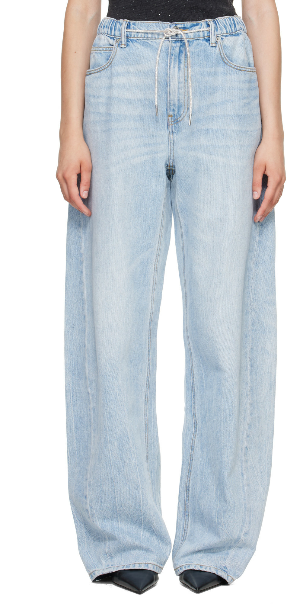 Alexander Wang Blue Balloon Jogger Rhinestone Drawcord Jeans