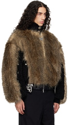 Chopova Lowena Brown French Kiss Faux-Fur Bomber Jacket