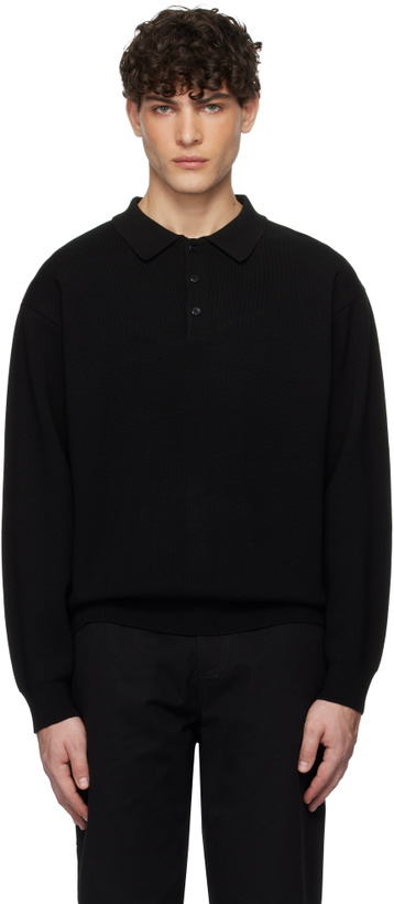 Photo: Uniform Bridge Black Collar L/S Knit Polo
