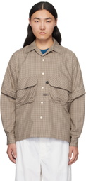 DAIWA PIER39 Brown Tech Sports Open Collar L/S Mini Plaids Shirt