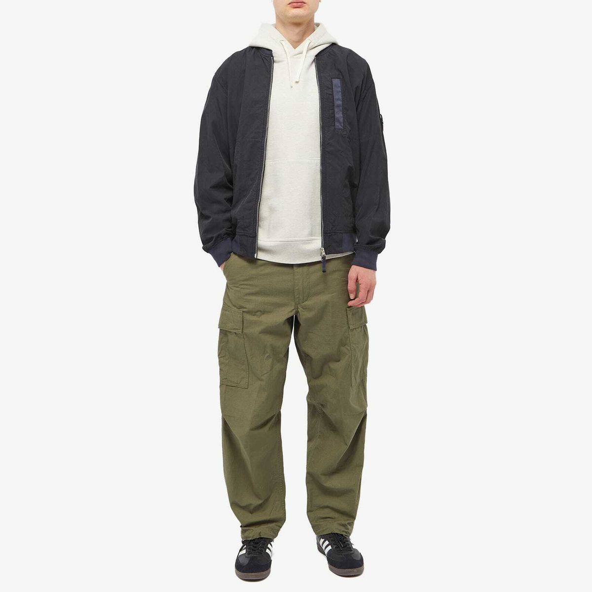 Stone Island Men's Cupro Cotton Twill Bomber Jacket in Navy Stone