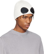 C.P. Company White Cotton Goggle Beanie