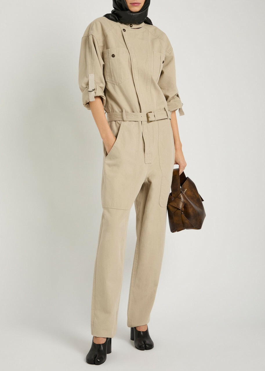Isabel Marant étoile Nessime Panelled Cotton and Linen-blend Jumpsuit Beige