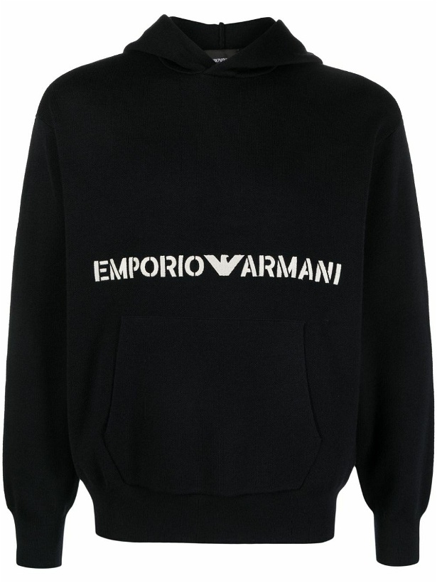 Photo: EMPORIO ARMANI - Logo Wool Blend Hoodie