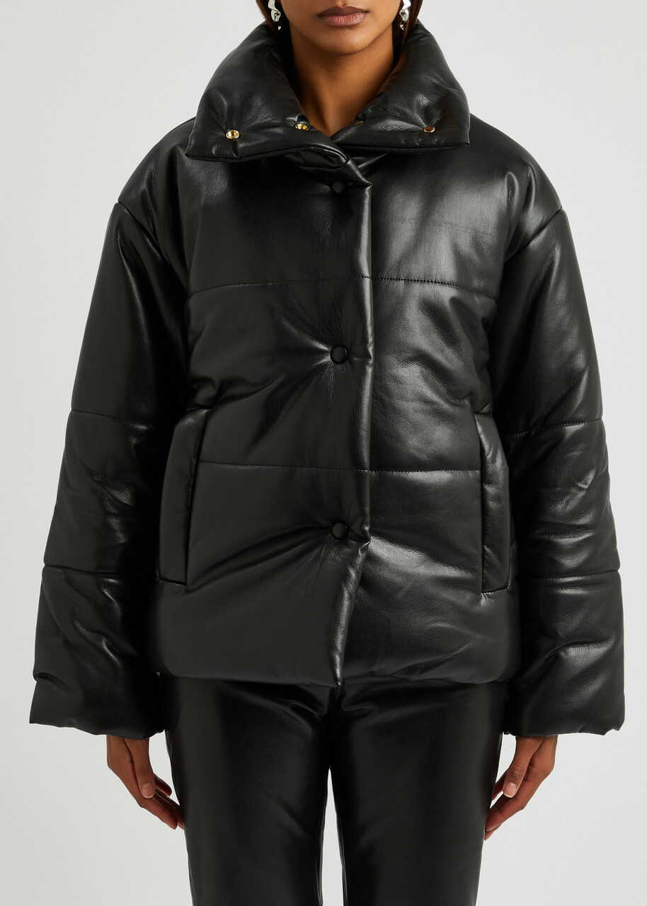 Nanushka Hide Quilted Faux Leather Jacket Black