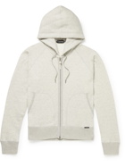 TOM FORD - Garment-Dyed Cotton-Jersey Zip-Up Hoodie - Gray