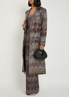 Missoni Embellished Zigzag-intarsia Trench Coat Multicoloured