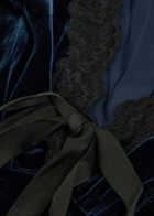 Reformation Camille Lace-trim Velvet Midi Dress Dark Blue