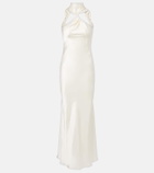 The Attico Gathered halterneck satin gown