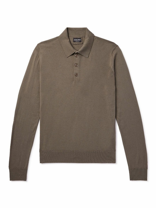 Photo: Giorgio Armani - Wool Polo Shirt - Brown