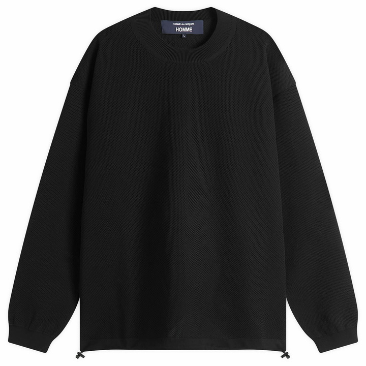 Photo: Comme des Garçons Homme Men's Mesh Pattern Crew Sweat in Black 1