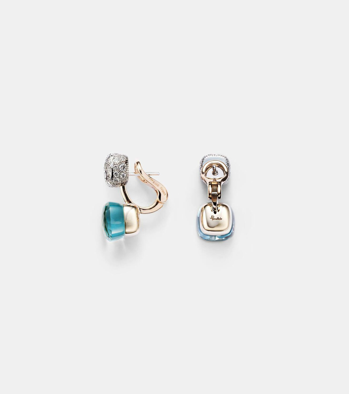Pomellato Nudo 18kt rose and white gold earrings with topaz and diamonds