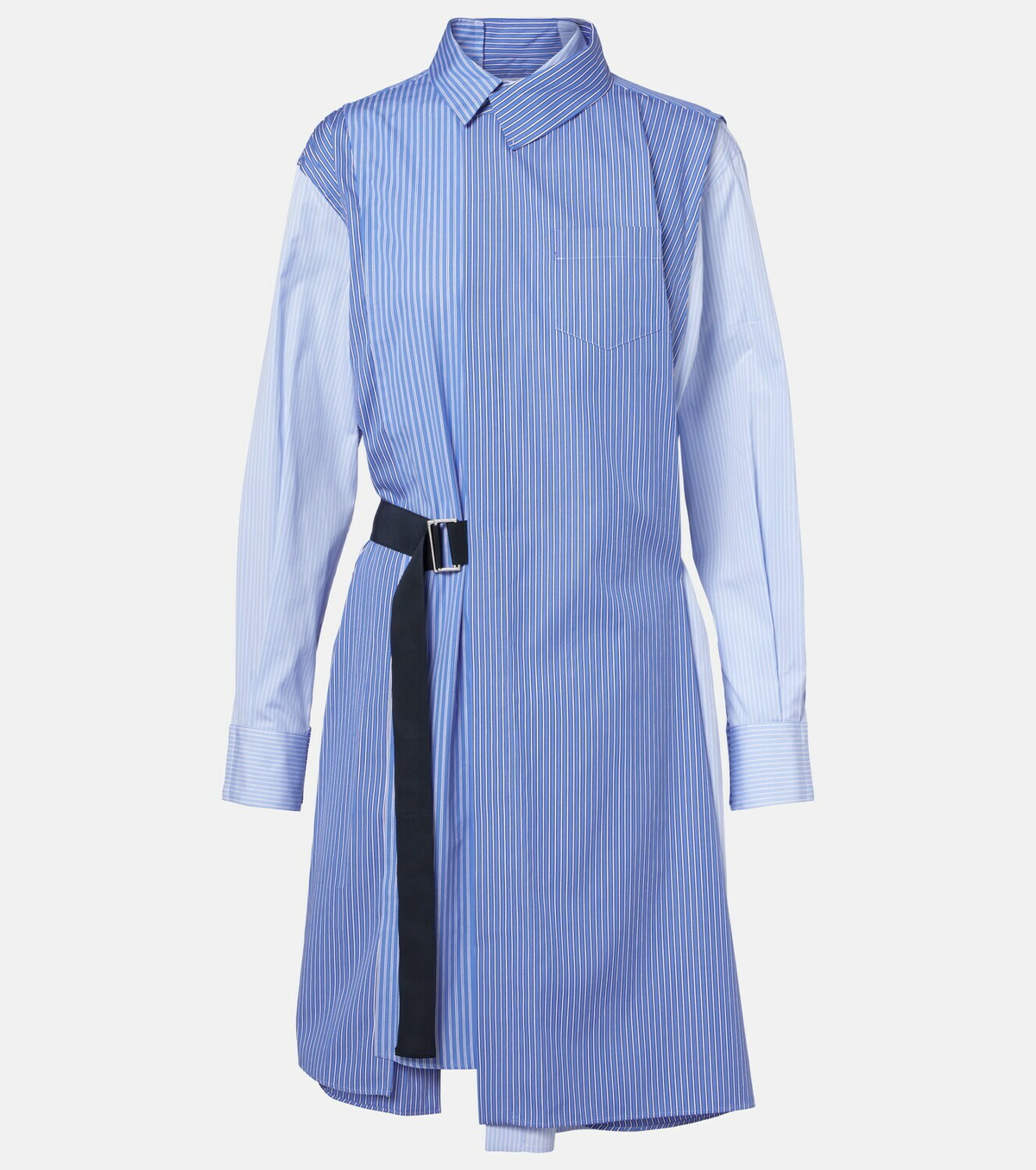 Sacai Striped cotton poplin shirt dress