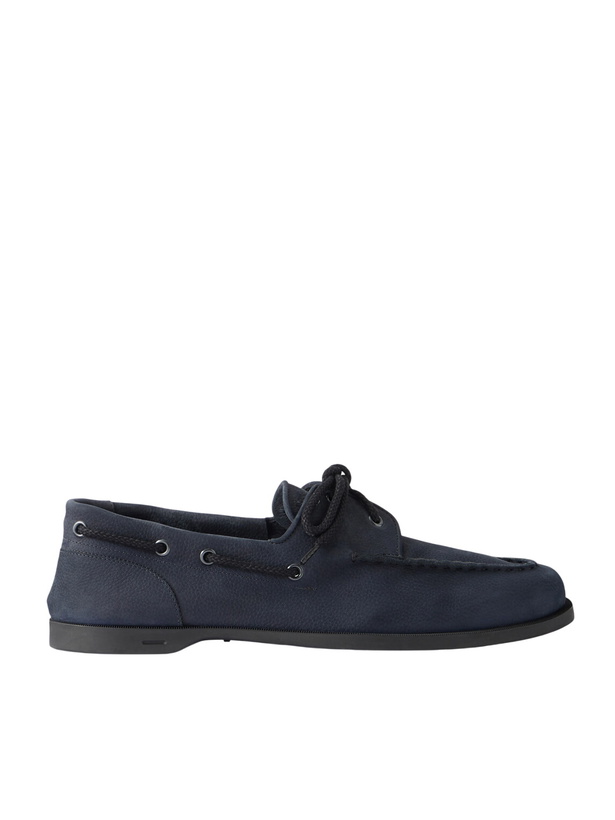 Photo: John Lobb - Foil Nubuck Boat Shoes - Blue