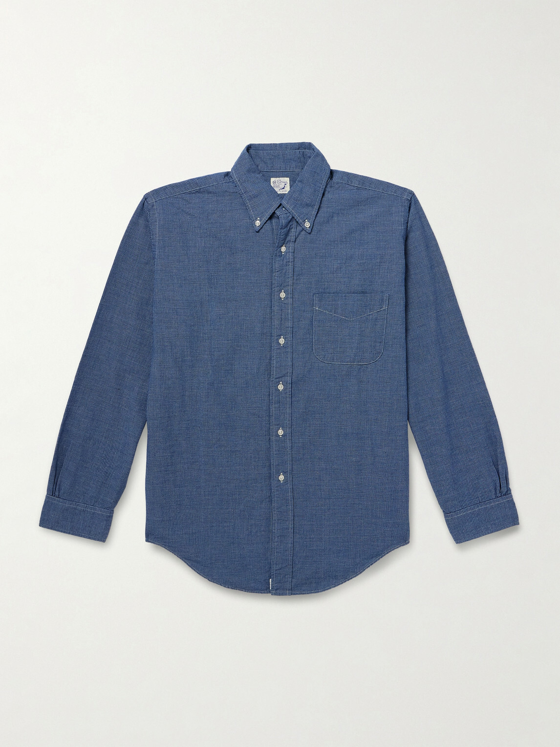 OrSlow - Button-Down Collar Checked Cotton-Chambray Shirt - Blue