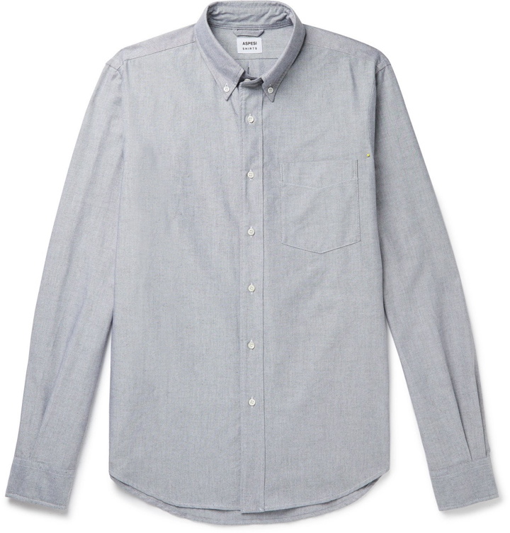 Photo: ASPESI - Slim-Fit Button-Down Collar Cotton Oxford Shirt - Gray