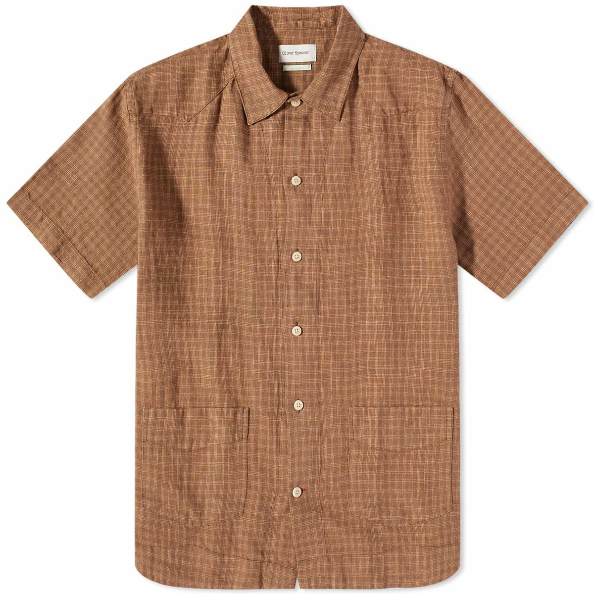 Photo: Oliver Spencer Men's Cuban Short Sleeve Shirt in Brown