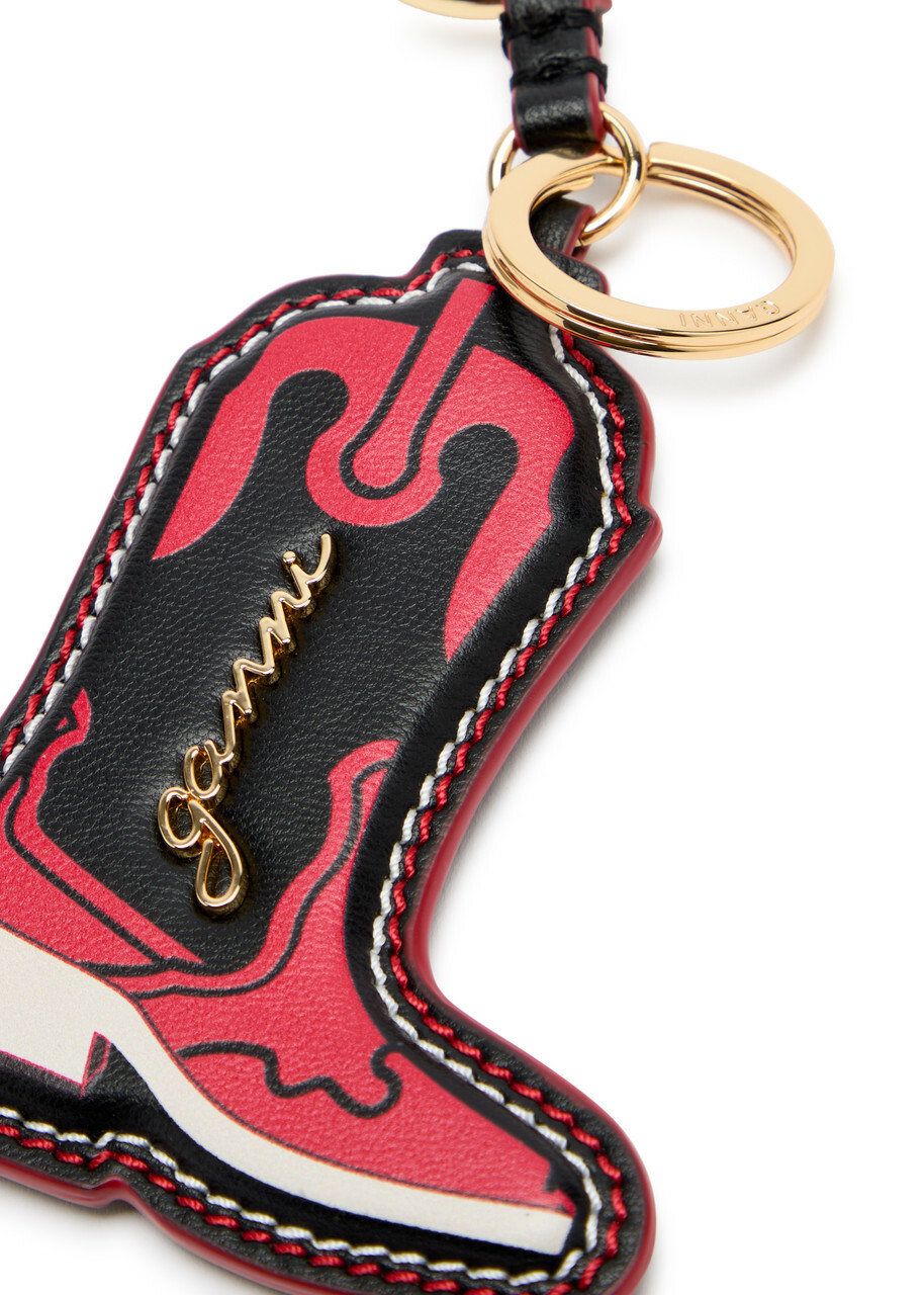 Ganni Western Boot Leather Keyring - Red - One Size