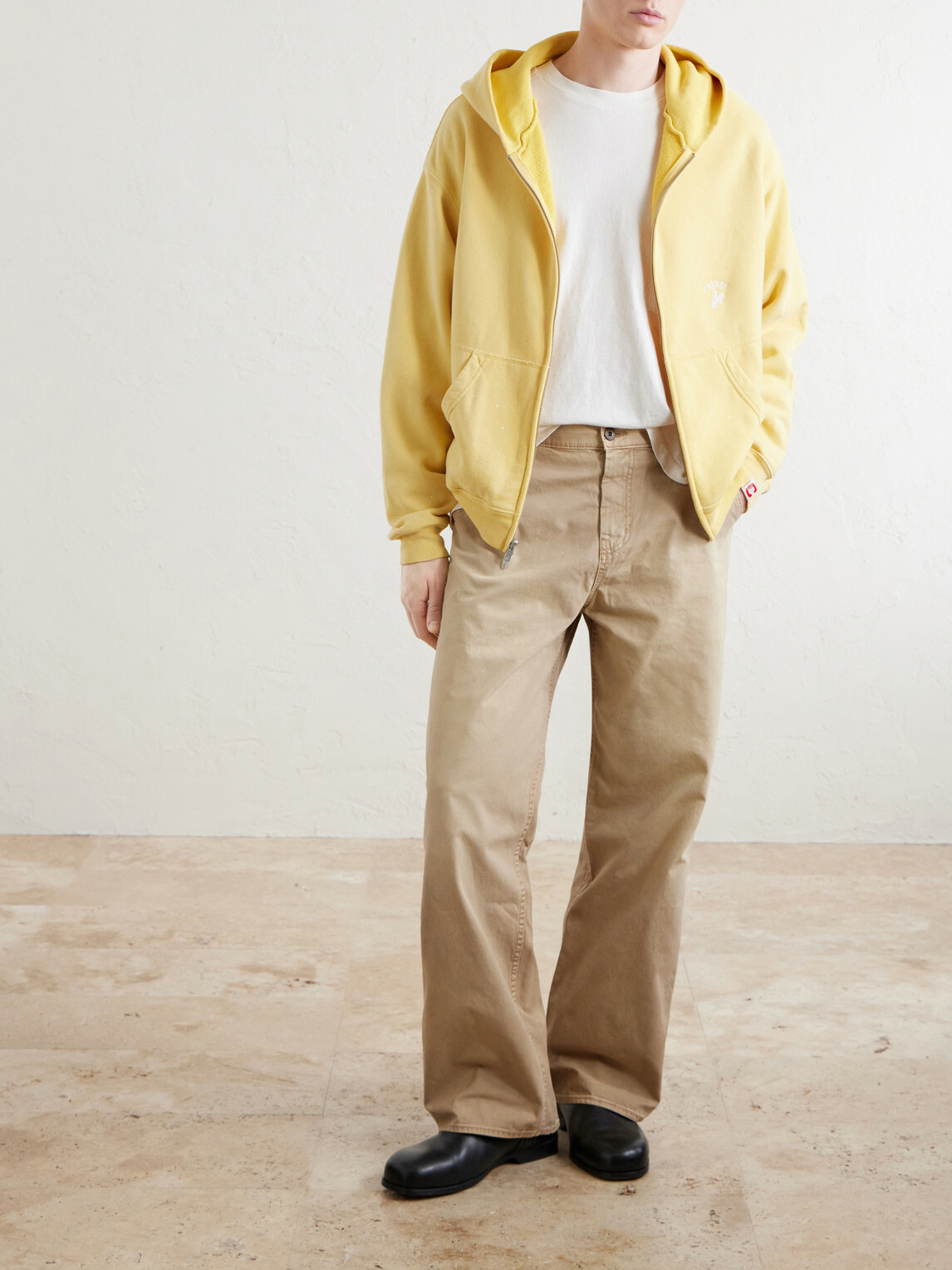Cherry Los Angeles - Logo-Embroidered Paint-Splattered Cotton-Jersey Hoodie - Yellow