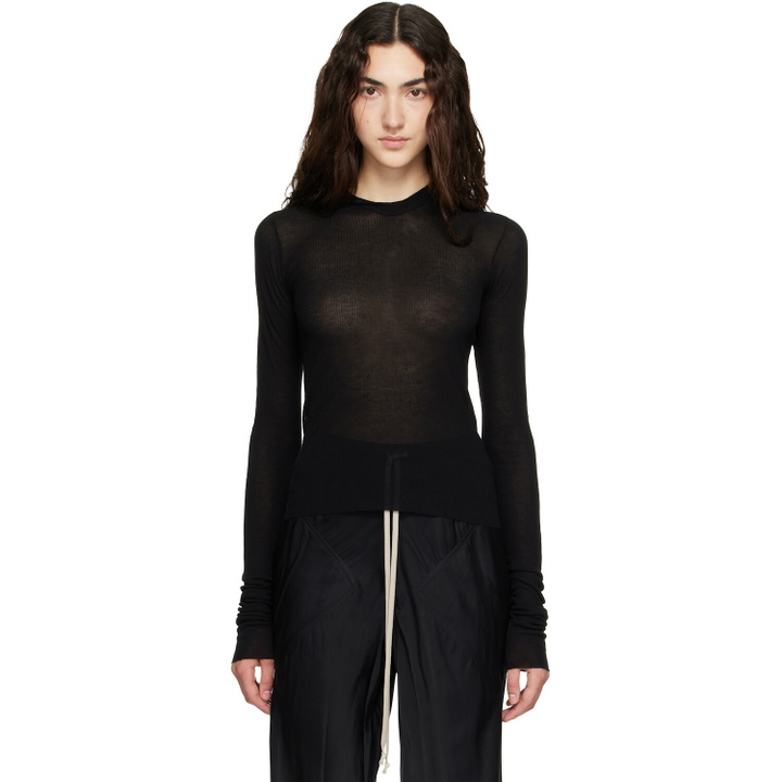 Photo: Rick Owens Black Tower Cropped Rib LS Hoodie