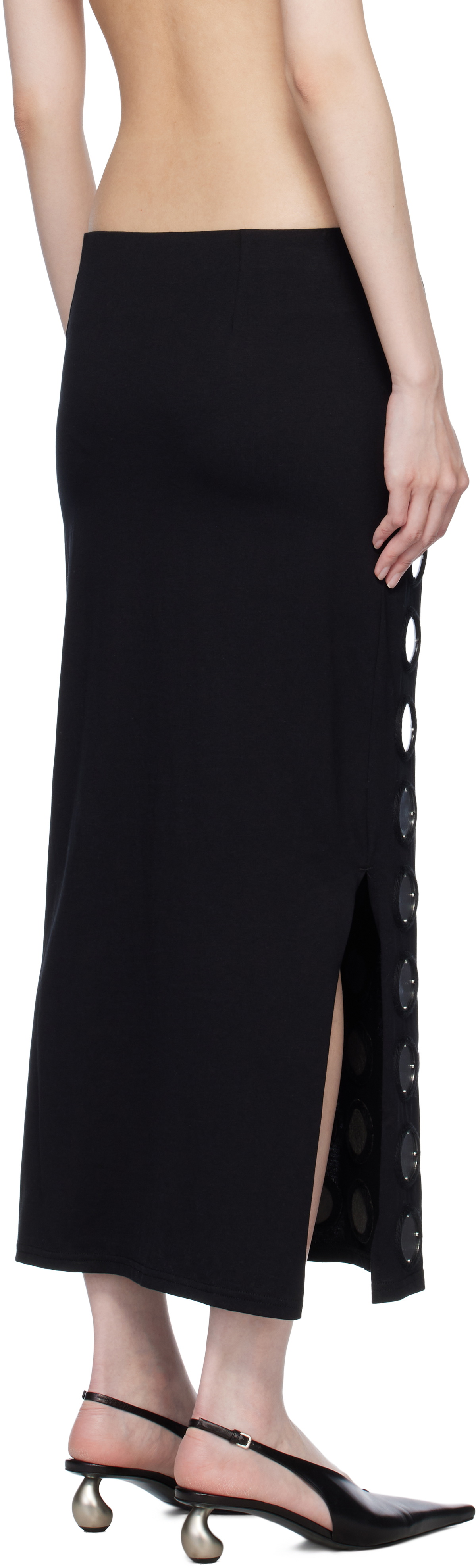 Conner Ives Black 'The Reconstituted Mirror Disc Embroidery' Midi Skirt