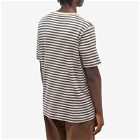 Folk Men's Classic Stripe T-Shirt in Charcoal/Ecru