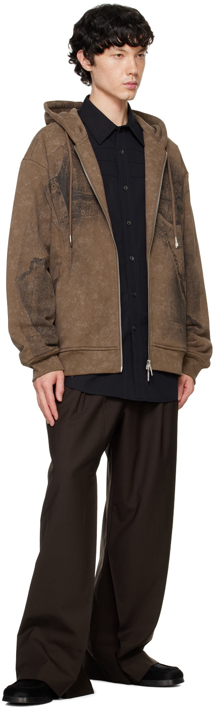 Feng Chen Wang Brown Deconstruction Printed Hoodie
