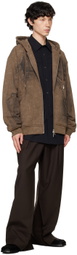 Feng Chen Wang Brown Deconstruction Printed Hoodie