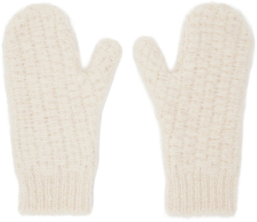 Jil Sander Off-White Mohair & Alpaca Mittens