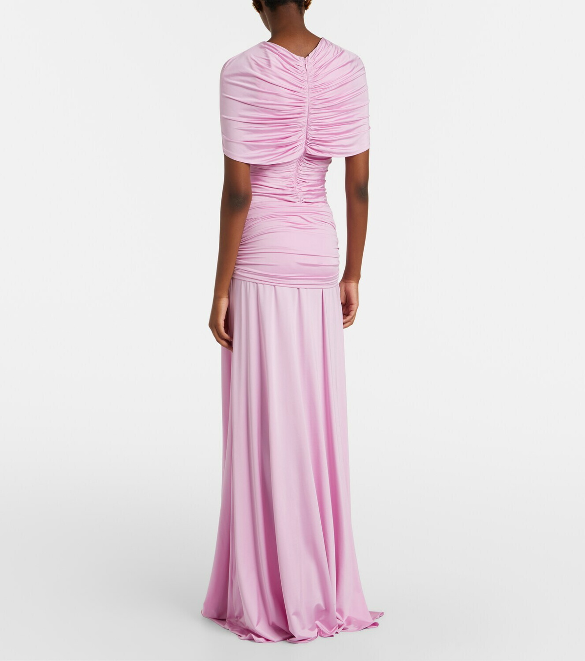 Self-Portrait Caped ruched jersey maxi dress